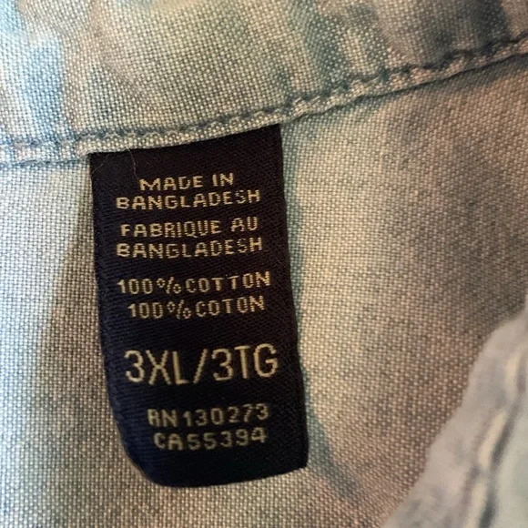 Men’s Wrangler long sleeve blue button up shirt. Size 3XL. - Picture 3 of 8